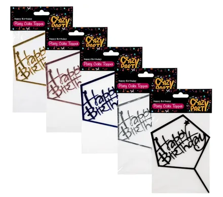 024-091115 Crazy Party Happy Birthday 1 Piece Cake Topper