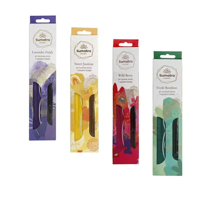 30 Piece Incense Sticks With Wooden Holder